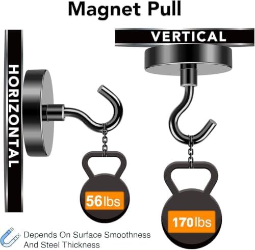 MIKEDE Magnetic Hooks Heavy Duty 150LB+ Strong Black Magnets Hook - Image 2