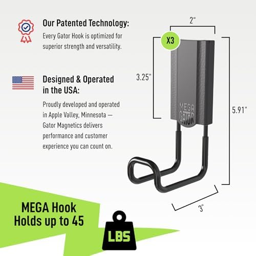GATOR MAGNETICS MEGA 3 in Closed Hooks, 45 lb Magnetic Hooks – 3 Pack - Image 2