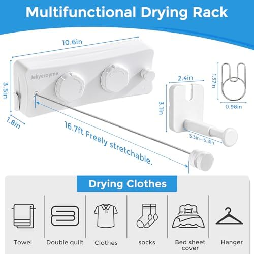 Retractable Clothesline, 16.7 Ft Heavy-Duty 44 lb Laundry Line - Image 2