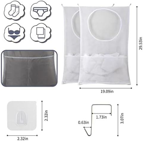 Hanging Laundry Hamper, Over The Door, Whiet 2 Pack - Image 4