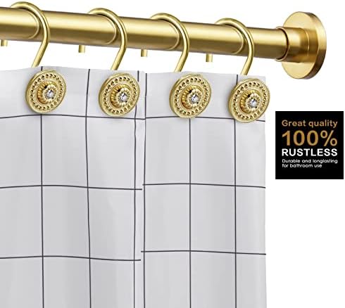 Gold Rhinestone Shower Curtain Hooks, 12 Pack Rustproof Metal Rings - Image 3