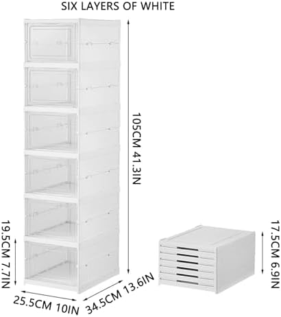Foldable Shoe Rack, No Assembly Stackable Shoe Storage Box - Image 3