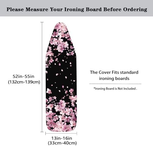 Ironing Board Cover, Blossom Cherry Ironing Board Pad Cover Protector Resists - Image 5