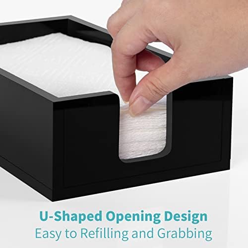 HIIMIEI Acrylic Bathroon Napkin Holder, Disposable Hand Towels Tray（Black） - Image 3