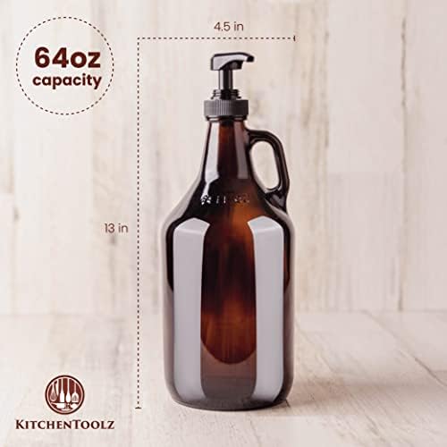 Large Amber Pump Bottle for Salons, Conditioner, Hair Serum, Gel - Image 2