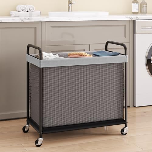 ELYKEN Laundry Hamper 3 Section, 120L Rolling Laundry Sorter - Image 2