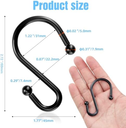 Shower Curtain Hooks, Metal Shower Hooks - Image 3
