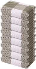 Mordimy Cotton Waffle Kitchen Towels, 8 Pack, Khaki & White by Mordimy
