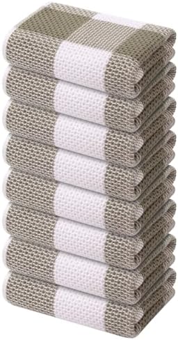 Mordimy Cotton Waffle Kitchen Towels, 8 Pack, Khaki & White by Mordimy