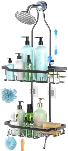 Adjustable Shower Caddy Hanging Rustproof: Tool-free Height Adjustment by Skyapex