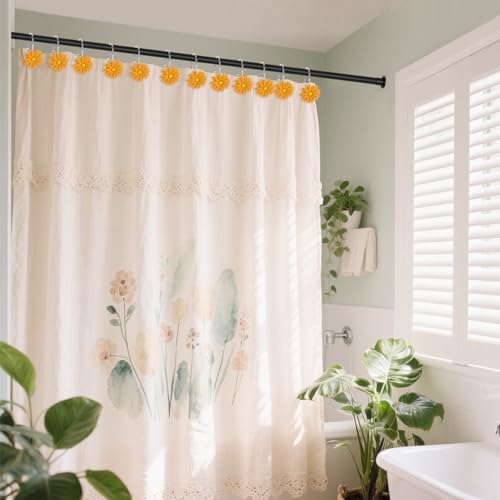 Flower Shower Curtain Hooks, 12 Pack Rustproof Stainless Steel Decorative - Image 2