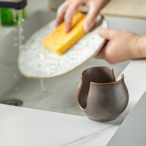 Zoeeker Sponge Holder for Kitchen Sink, Ceramic Dish Sponge Drying Rack Scrubby - Image 6