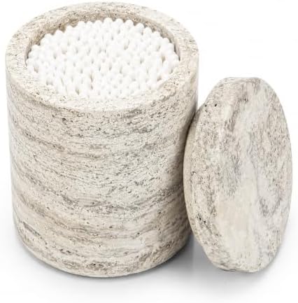 Natural Marble Canister, Cotton Swab Holder by Nanshop