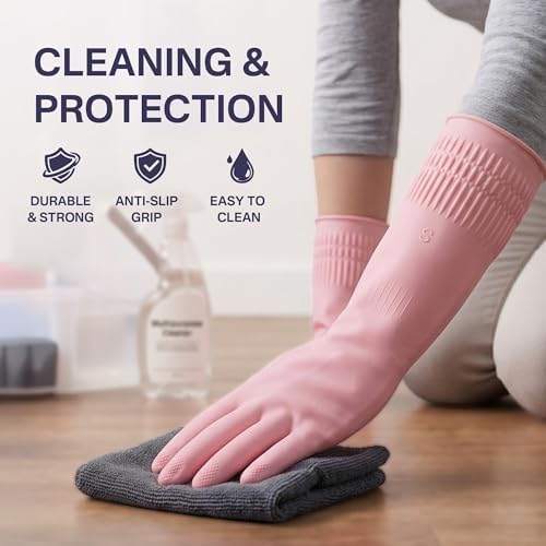 Rubber Dishwashing Gloves, Reusable Cleaning Gloves - Image 2