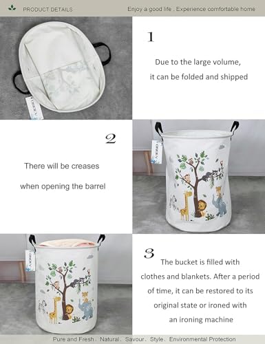 Round Tree Animal Print Waterproof Collapsible Laundry Hamper - Image 4