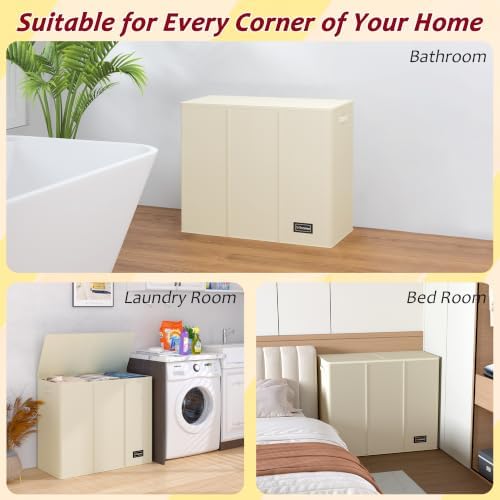 175L Laundry Hamper 3 Section, Large Laundry Hamper - Image 7