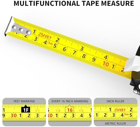 25 FT Self-Locking Steel Tape Measure, Retractable Measuring Tape - Image 5