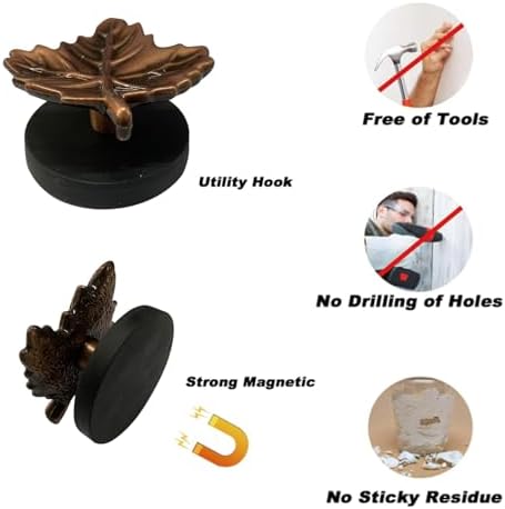 Maple Leaf Magnetic Hooks, Decorative Heavy Duty Magnet Hooks - Image 4