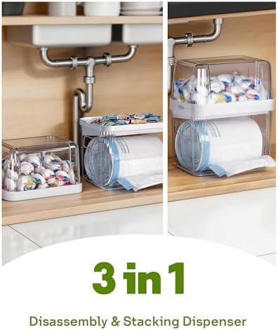 Kaen 3 in 1 Trash Bag Dispenser Under Sink Dishwasher Pod Organizer - Image 3