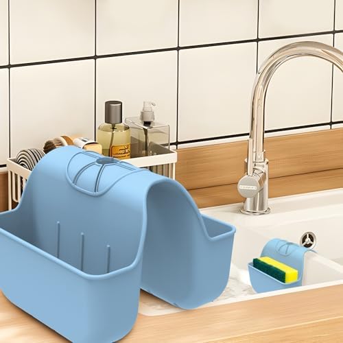 Sponge Holder for Kitchen Sink, Silicone Sink Saddle Caddy Organizer Rack by OKeanu