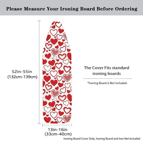 Red Love Heart Ironing Board Cover, Washable Polyester Elastic Valentine's Day - Image 5