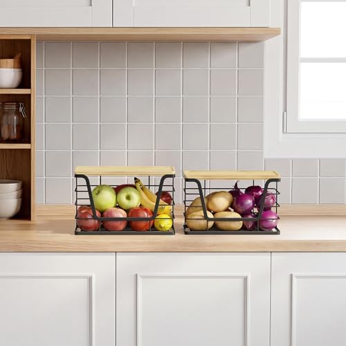 ALOCEO 2 Pack Stackable Wire Storage Basket - Image 4