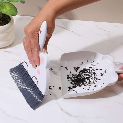 Upgrade Small White Broom and Dustpan Set, Hand Dustpan and Brush Set, Cute - Image 4