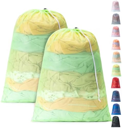 2 Pack Mesh Travel Laundry Bag 24" x 36"Extra Large Dirty Clothes Organizer by Unknown