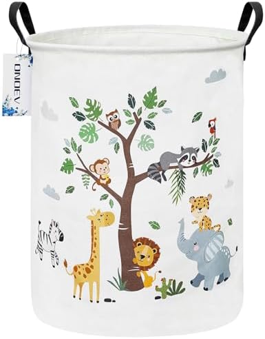 Round Tree Animal Print Waterproof Collapsible Laundry Hamper by ONOEV