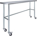 Stainless Steel Work Table Open Base & Wheels | Work Station | Metal Work Bench (Stainless Steel Work Table Open Base + Casters) (72" Long x 18" Deep)