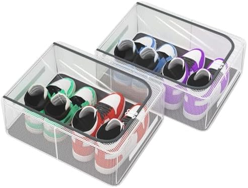 2 Pack Clear Shoe Storage Box for Boot Sneaker, 15.8" x 11.8" x 6" by COAINNER