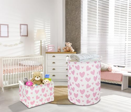 NTAOHAMPER Pink Heart Laundry Hamper, Laundry Basket, Girls Nursery Hamper - Image 5