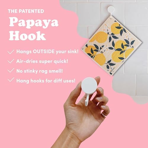 Papaya Swedish Dishcloths for Kitchen, 2 Reusable Paper Towels, 1 Hook - Image 6