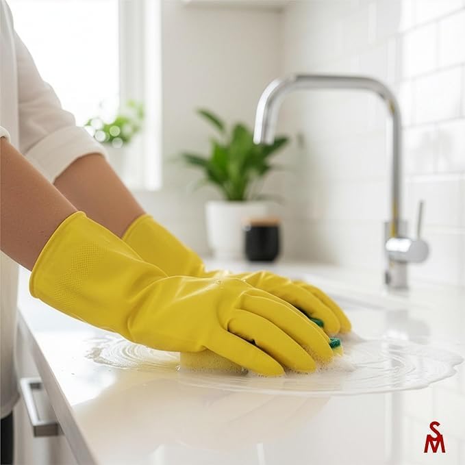 SteadMax 3 Pairs Cleaning Gloves, Reusable Natural Rubber Dish Gloves, Non-Slip - Image 2