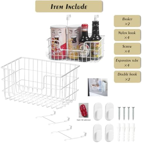 JUNCHU CHERRY Wire Storage Basket 2 Packs, Wall Mounted Kitchen Bathroom - Image 2