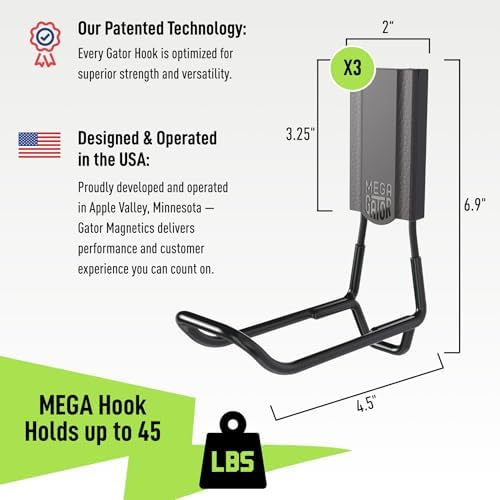 GATOR MAGNETICS MEGA 4.5 in Closed Hooks, 45 lb Magnetic Hooks – 3 Pack - Image 2