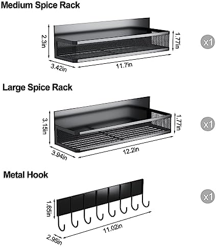 Aufworld Magnetic Spice Rack for Refrigerator, 3 Pack Magnetic Shelf, Moveable - Image 2
