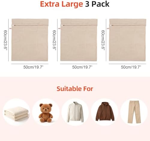 MADIKA 100% Pure Cotton Mesh Laundry Bags Large, Premium Soft, No Dye - Image 6
