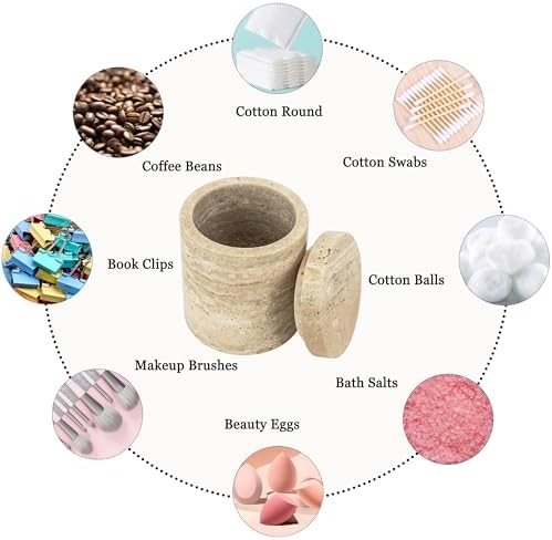 Natural Marble Canister, Cotton Swab Holder - Image 5