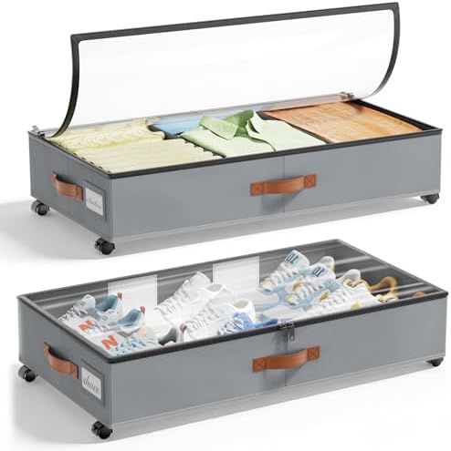 LAMU Under Bed Storage with Wheels, 2 Pack Under Bed Storage Containers with by YourHome-OrganizationHelper