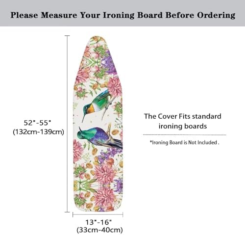 GLENLCWE Hummingbird Peony Ironing Board Cover Full Size Scorch Resistant Iron - Image 5