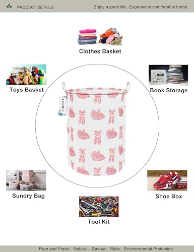 Round Pink Ballerina Laundry Hamper, Household Storage Bin - Image 3