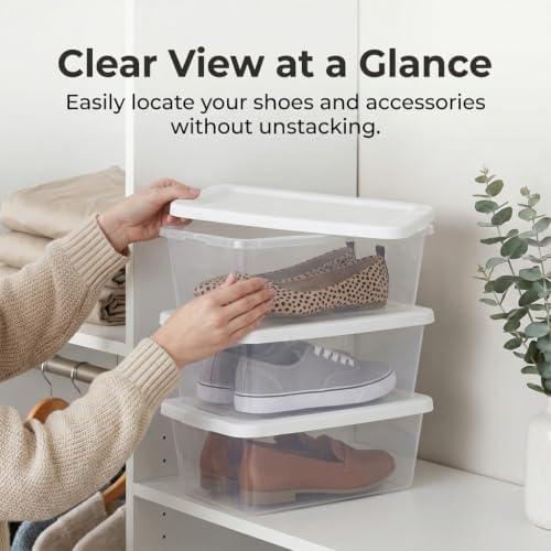10 Pack Storage Bins with Lids, 6 Quart Clear Plastic Stackable & Nestable - Image 6