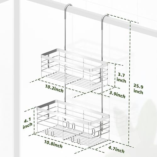 YUOROS 2 Tier Shower Caddy Hanging Over the Door - Image 6