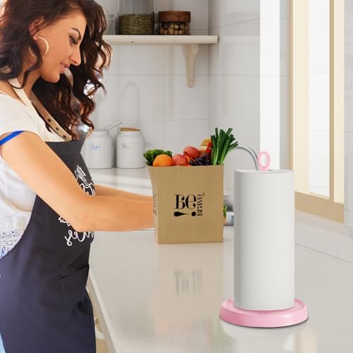 Pink Paper Towel Holder Countertop, Stainless Steel, Paper Towel Stand Holder - Image 5