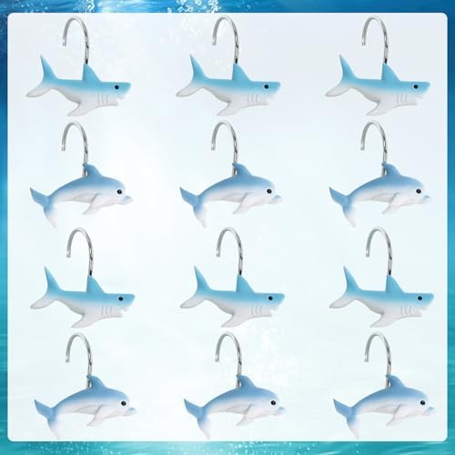 12-Piece Shark Shower Curtain Hooks - Image 2
