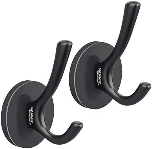 ULIBERMAGNET Strong Magnetic Double Hooks, 2 Pack Heavy Duty Sturdy Coat by ULIBERMAGNET
