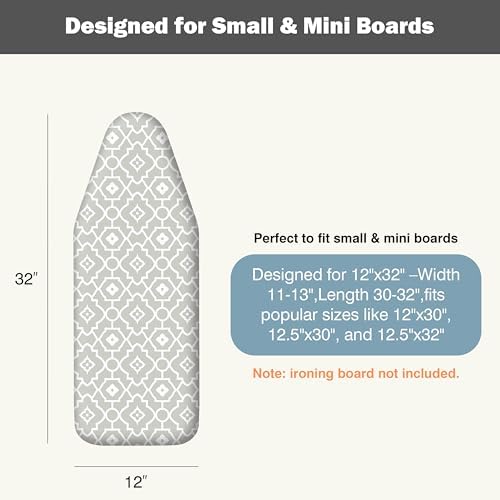 UniSimp Small Ironing Board Cover and Pad 12"x32" Small Iron Board Cover - Image 2