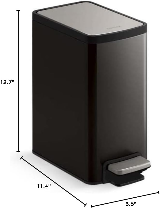 KOHLER 31319-BST Bathroom Trash Can, 1.6 Gallon, 6-Liter Step Can, Quiet-Close - Image 14