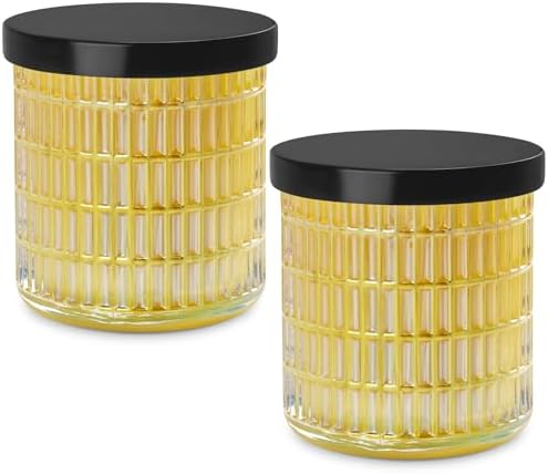yellow Thick Glass Bathroom Qtip Holder, 2 Pack by MKOSAB